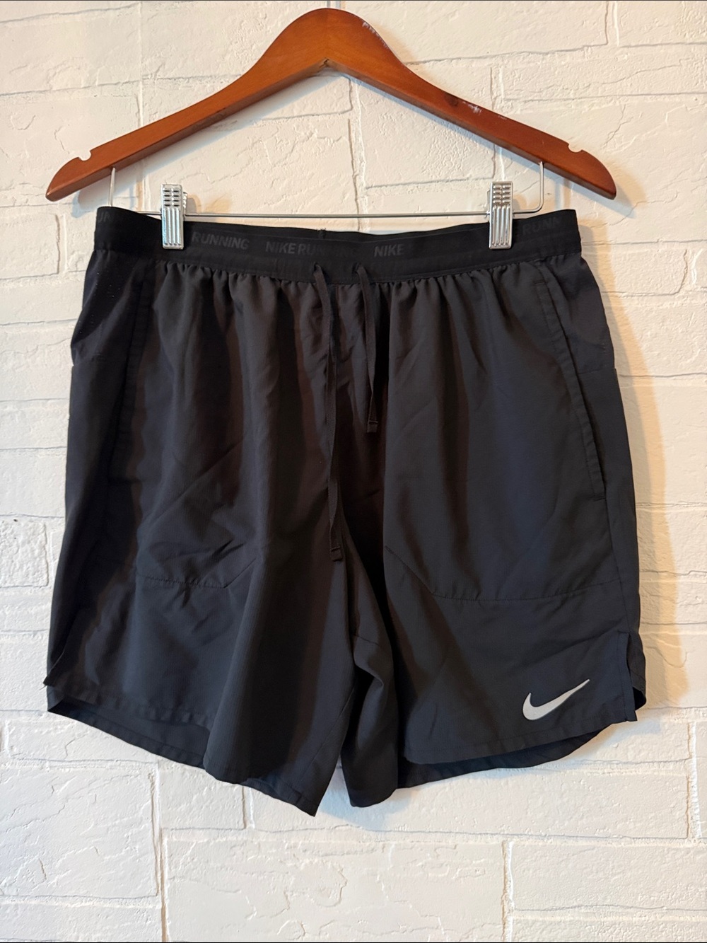 Nike Black Athletic Running Shorts with Reflective Swoosh
